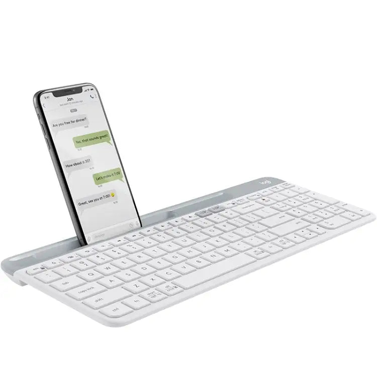 Logitech K580 Dual Modes Thin and Light Multi-device Wireless Keyboard with Phone Holder - White