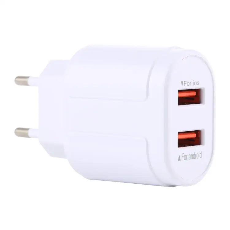 LZ-022 5V 2.4A Dual USB Ports Travel Charger EU Plug - White