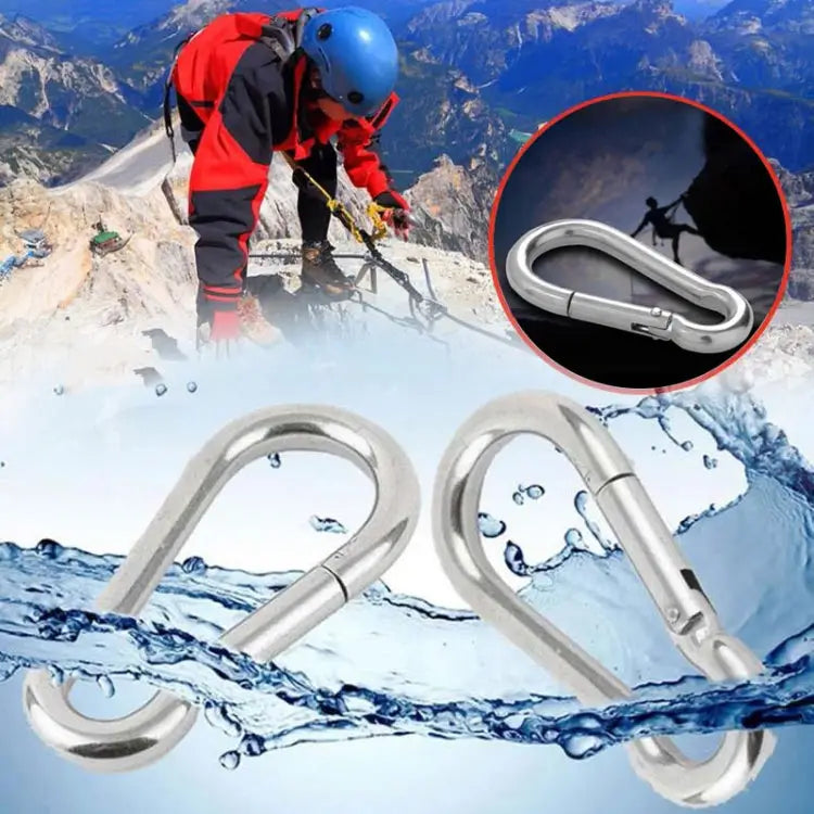 M5 Stainless Steel Carabiner Spring Hook Multi-tool Mountaineering Buckle Lock Camping Hook Rope Inner Diameter: 4.9mm