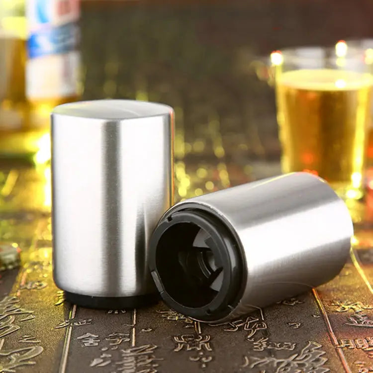 Magnetic Automatic Beer Bottle Cap Opener Stainless Steel Push Down Beer Opener Kitchen Gadgets Size: 8.5 x 5.2cm
