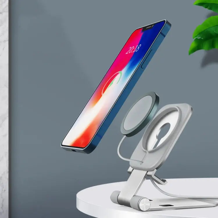 Magsafe Wireless Charging Stand Aluminum Alloy Folding Desktop Live Bracket Silver Dark Gray - Dark Gray