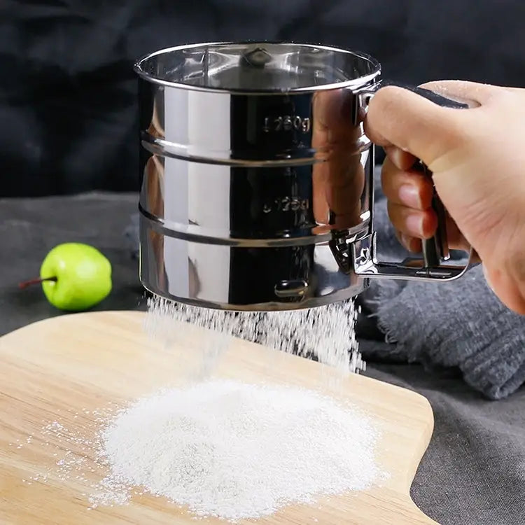 Manual Mesh Flour Sugar Powder Stainless Steel Hand Sifter Sieve Cup Baking Tool Stainless Steel - Stainless Steel