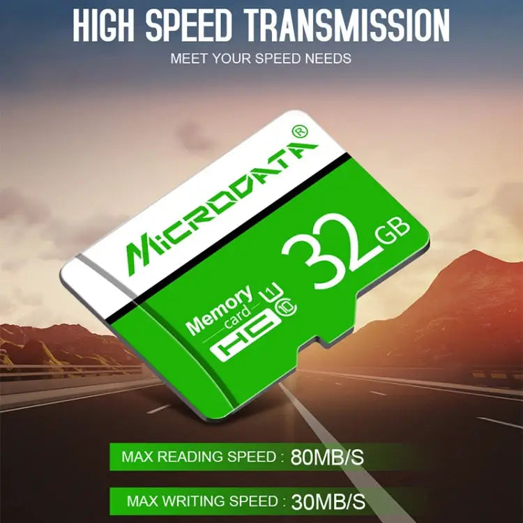 MICRODATA 16GB U1 Green and White TF(Micro SD) Memory Card 16GB - 16GB