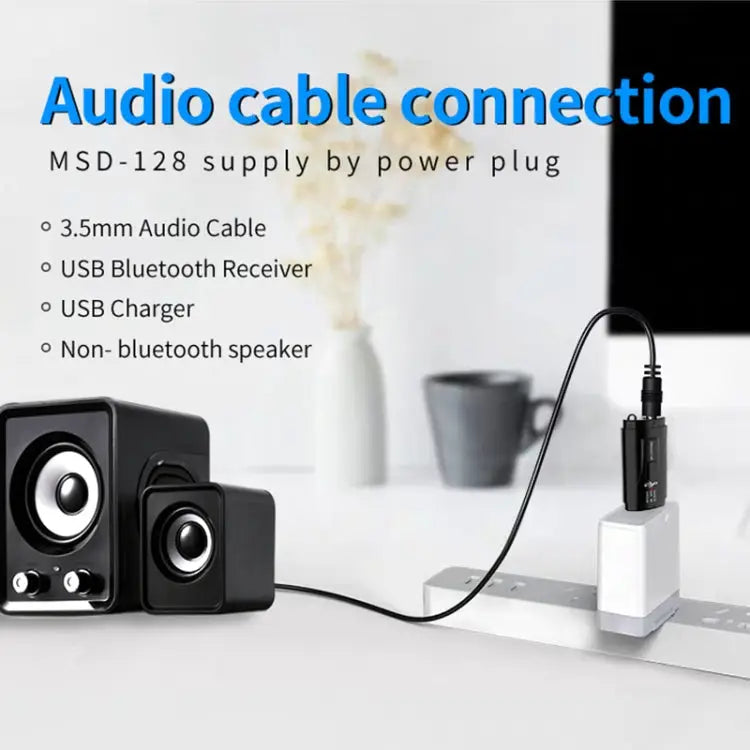 MSD128 2 in 1 USB Car Bluetooth Hands-free Call FM Transmitter with 3.5mm AUX Interface MSD128 - MSD128