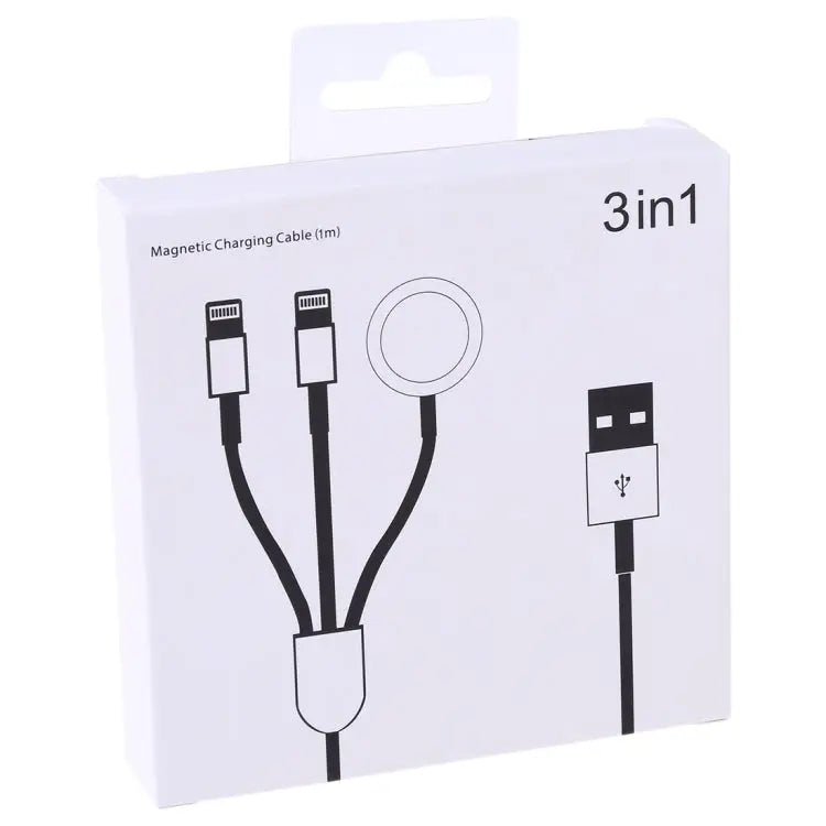 Multi-function 3 In 1 8 Pin Magnetic Charging Cable for iPhone / Apple Watch Length: 1m
