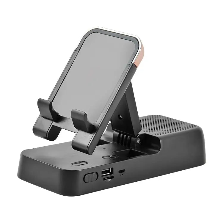 Multifunctional Desktop Stand For Mobile Phone And Tablet With Bluetooth Speaker - Black