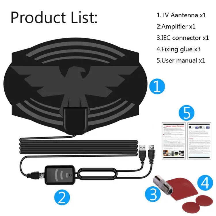 MYC-HDTV049 25dB 4K HDTV Antenna Reception Range: 150 Miles - MYC-HDTV049