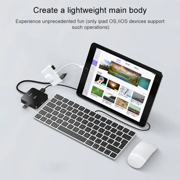 NK-1033 5 in 1 8 Pin Male to Dual USB + 3.5mm AUX + Ethernet + 8 Pin Power Female Adapter NK-1033 - NK-1033