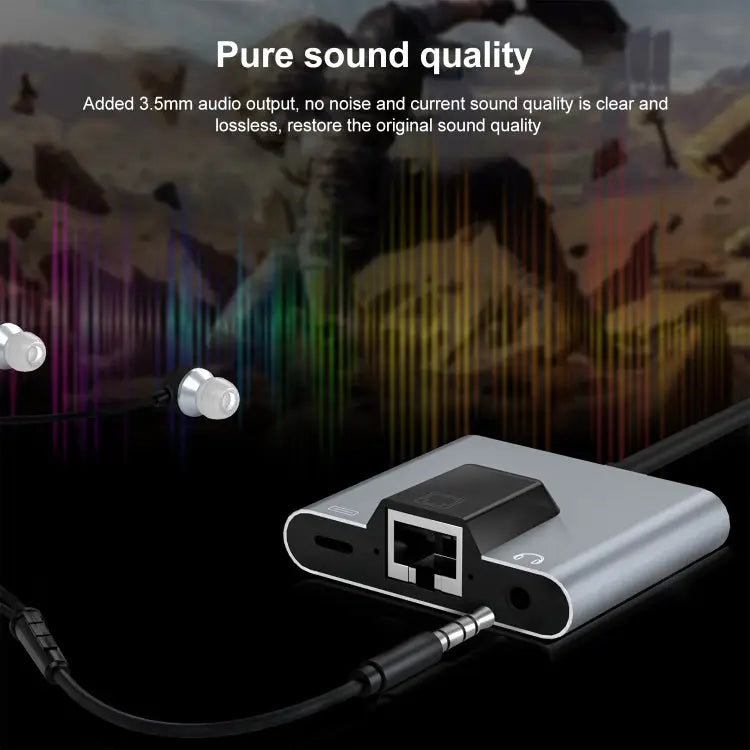 NK-1056 3 in 1 8 Pin Male to 8 Pin Charging + RJ45 Ethernet + 3.5mm Earphone Female Adapter NK-1056 - NK-1056