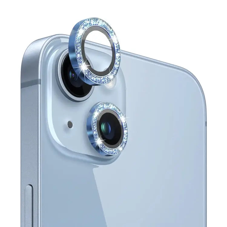 NORTHJO Camera Lens Protector Tempered Glass Bling Glitter Metal Ring Film For iPhone 14 / 14 Plus - For iPhone 14 / 14