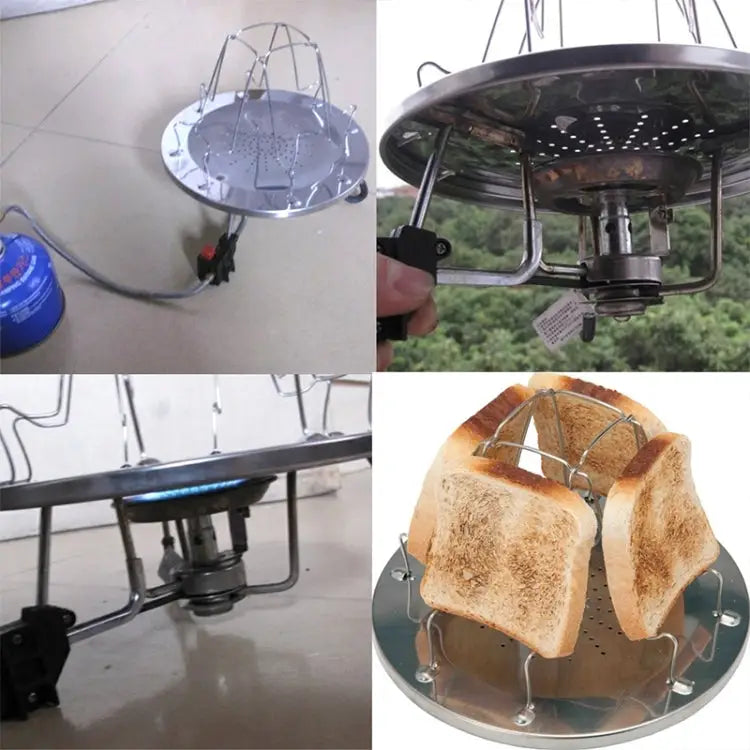 Outdoor Camping Tools 4 Slice Stainless Steel Camping Foldable Toaster Rack Toaster Tray Bread Toast Rack Bread Toast