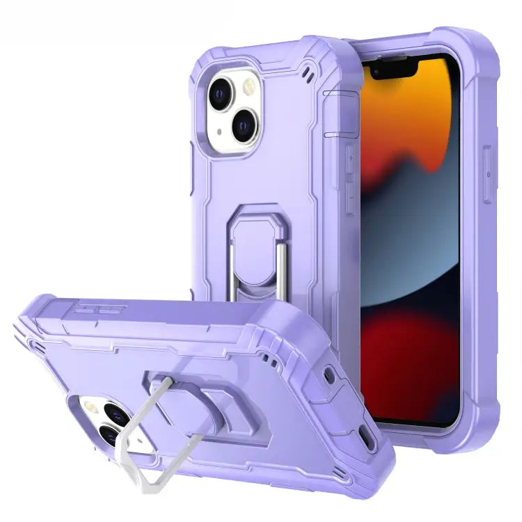 PC + Rubber 3-layers Shockproof Protective Case with Rotating Holder For iPhone 13 mini For iPhone 13 - For iPhone 13