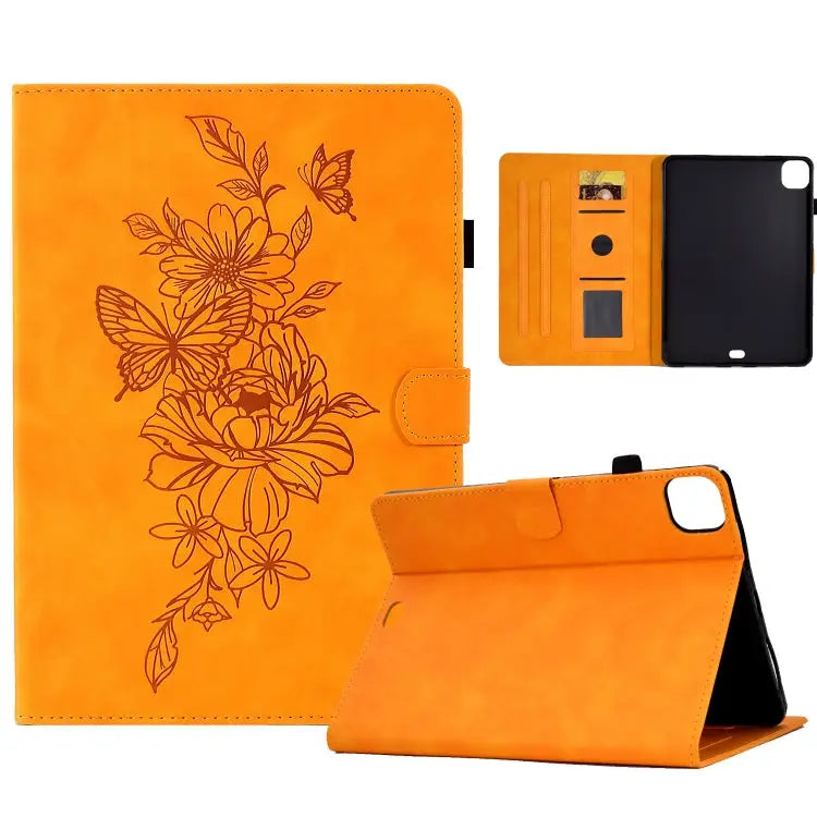 Peony Butterfly Embossed Leather Smart Tablet Case For iPad mini 5 / 4 / 3 / 2 / 1 For iPad Pro 11 2020/2018 / Air 10.9