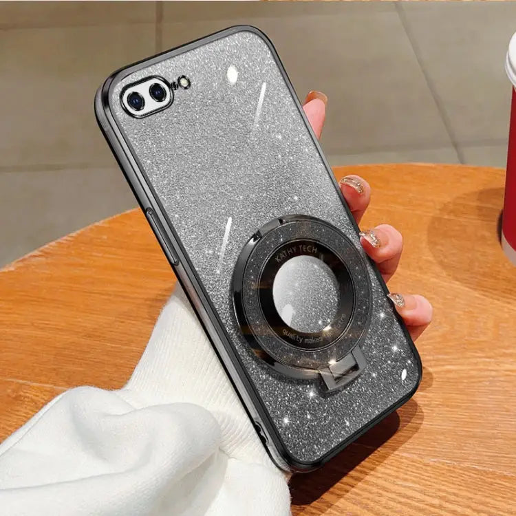 Plated Gradient Glitter Round Holder TPU Phone Case For iPhone X / XS For iPhone XR For iPhone XS Max For iPhone 7 Plus