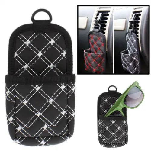 PU Leather Multifunctional Car Storage Pouch / Cell Phone Pocket - Black