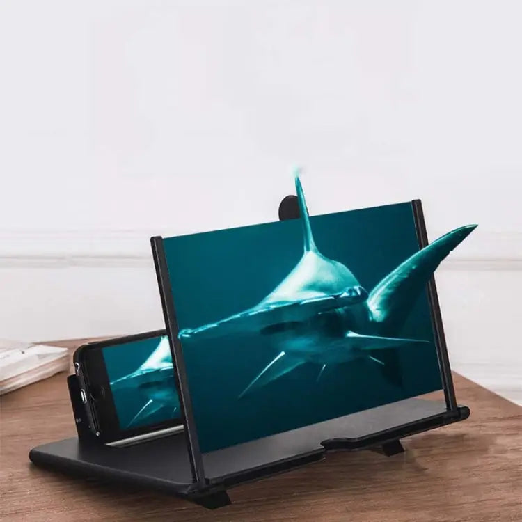 Pull-out Mobile Phone Screen Magnifier 3D Video Desktop Mobile Phone Holder 10 inch 12 inch - 12 inch / Black