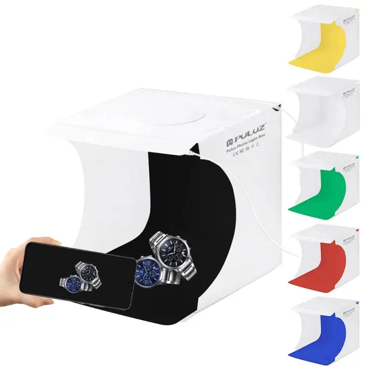 PULUZ 20cm Include 2 LED Panels Folding Portable 1100LM Light Photo Lighting Studio Shooting Tent Box Kit with 6 Colors