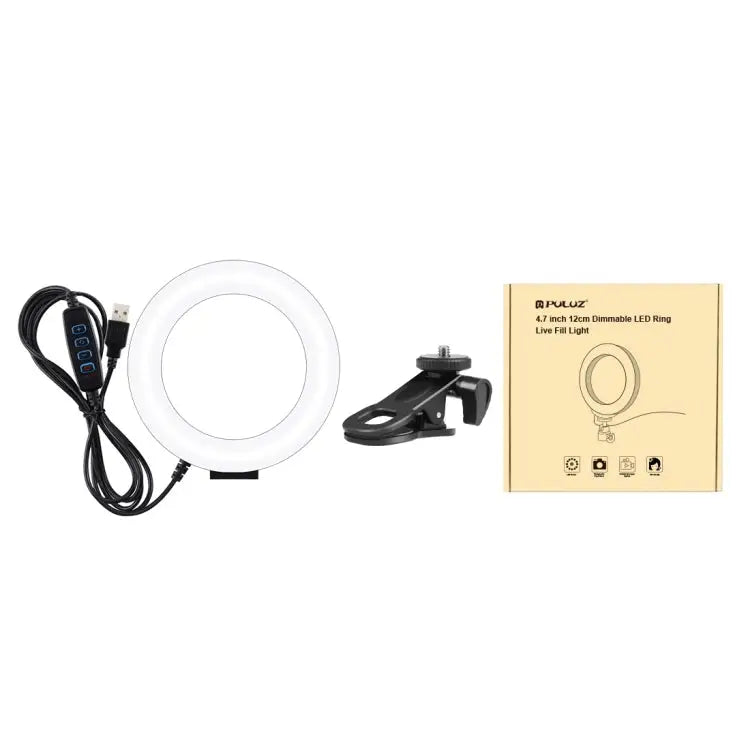 PULUZ 4.7 inch 12cm Ring Selfie Light 3 Modes USB Dimmable Dual Color Temperature LED Curved Vlogging Photography Video