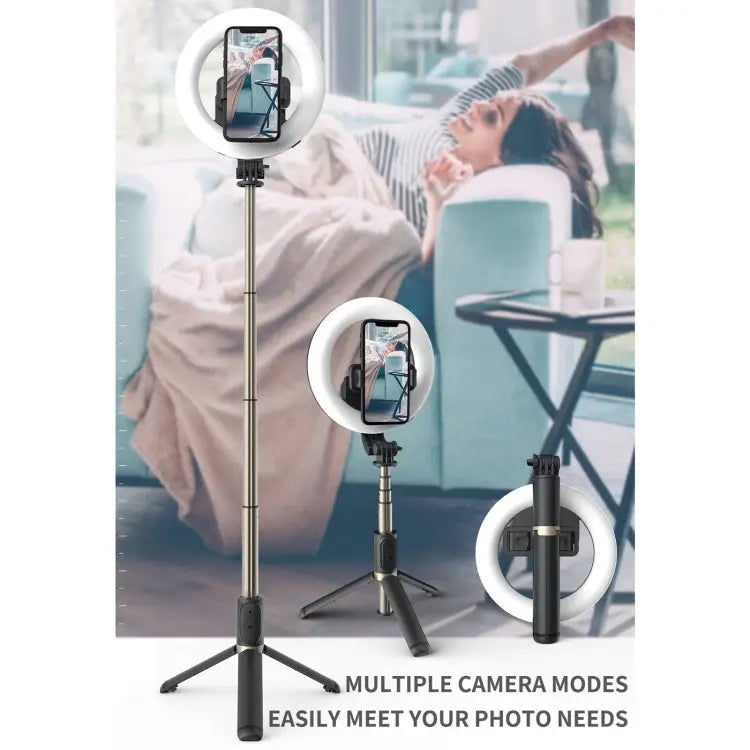 Q07 6 Inch Ring Light Portable Bluetooth Selfie Stick Tripod Q07 - Q07