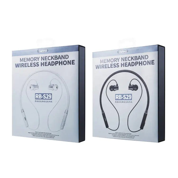 REMAX RB-S29 Linton Series Memory Neckband V5.0 Bluetooth Wireless Earphone - White - Apple Accessories