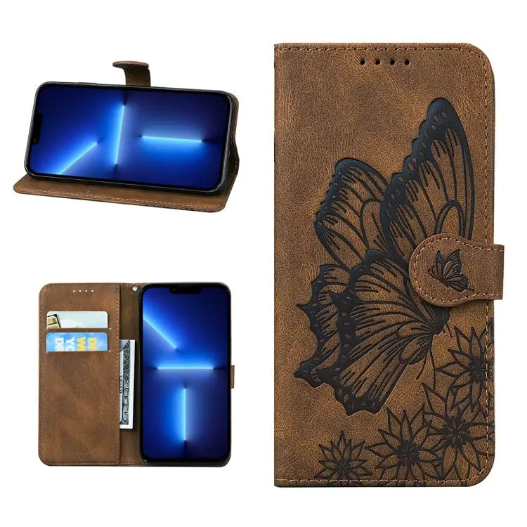 Retro Skin Feel Butterflies Embossing Horizontal Flip Leather Case with Holder & Card Slots & Wallet For iPhone 13 mini