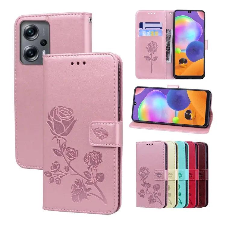 Rose Embossed Flip PU Leather Phone Case For Xiaomi 12/12X For Xiaomi 12 Lite For Xiaomi 12 Pro For Xiaomi Redmi Note