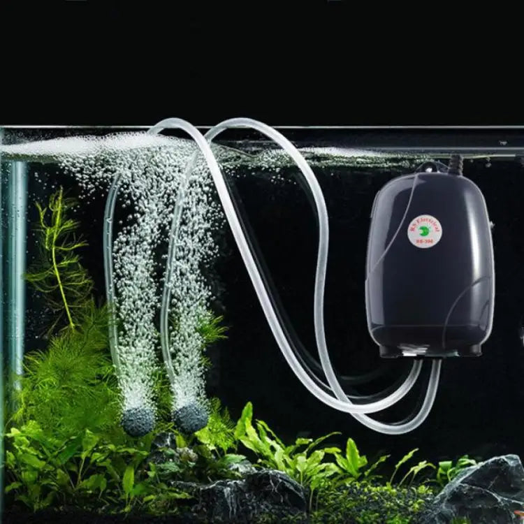RS-390 220V 5W Double Outlets Adjustable Flow Silent Aquarium Air Pump Fish Tank Oxygen Air Pump 5W - 5W