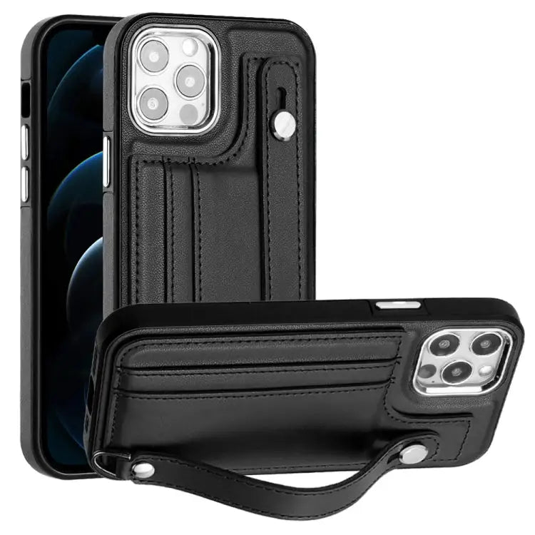 Shockproof Leather Phone Case with Wrist Strap For iPhone 13 For iPhone 13 Pro For iPhone 13 Pro Max For iPhone 12 / 12