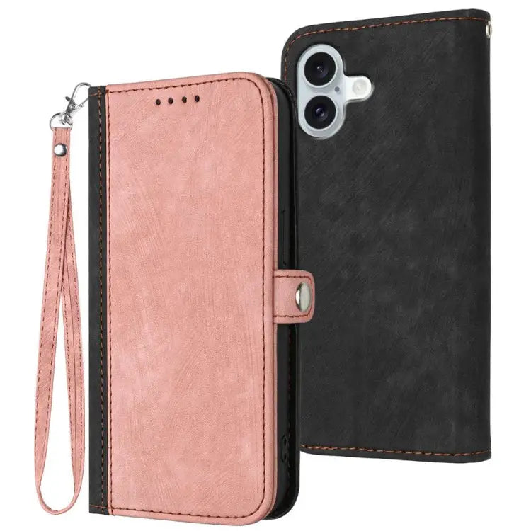 Side Buckle Double Fold Hand Strap Leather Phone Case iPhone 16e For iPhone 16 Pro Max For iPhone 16 Pro For iPhone 16