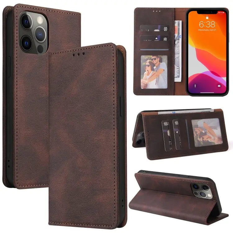 Simple Suction Closure Horizontal Flip Leather Case with Holder & Card Slot & Wallet For iPhone 13 Pro Max For iPhone