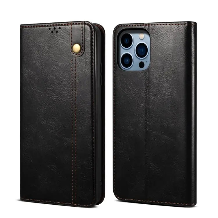 Simple Wax Crazy Horse Texture Horizontal Flip Leather Case For iPhone 14 For iPhone 14 Plus For iPhone 14 Pro