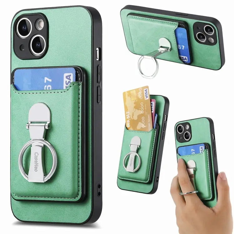Skin Feel Ring Holder Wallet Magnetic Phone Case For iPhone 15 Pro Max For iPhone 15 Pro For iPhone 15 Plus