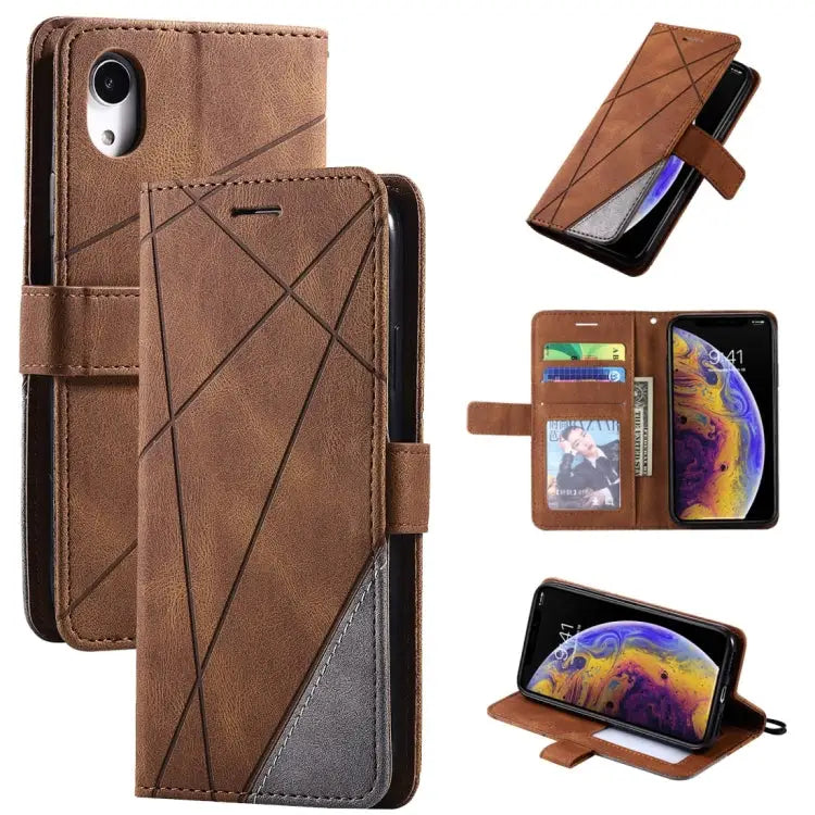 Skin Feel Splicing Horizontal Flip Leather Case with Holder & Card Slots & Wallet & Photo Frame For iPhone 12 Pro Max