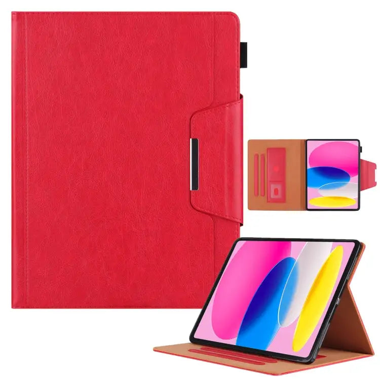 Solid Color Metal Buckle Leather Smart Tablet Case For iPad 10th Gen 10.9 2022 - For iPad 10th Gen 10.9 2022 / Red