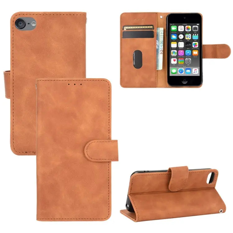 Solid Color Skin Feel Magnetic Buckle Horizontal Flip Calf Texture PU Leather Case with Holder & Card Slots & Wallet