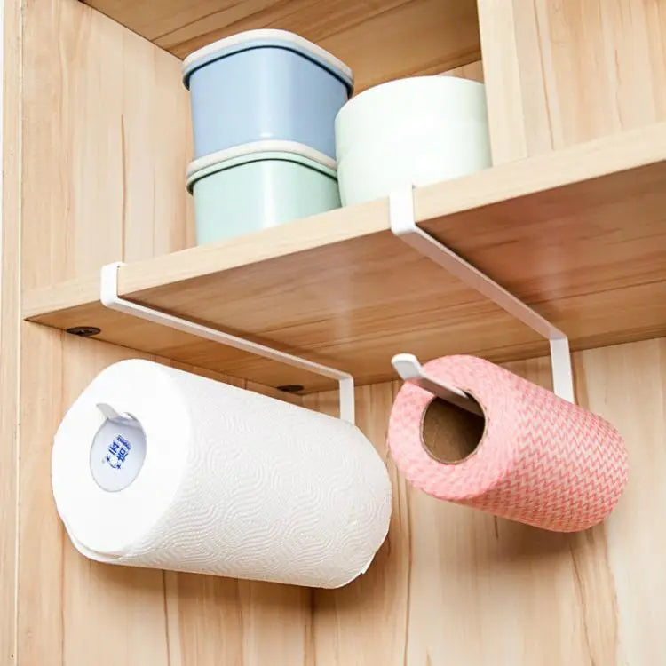 Stainless Metal Kitchen Toilet Paper Towel Rack Paper Towel Roll Holder Cabinet Hanging Shelf Preservative Film Storage