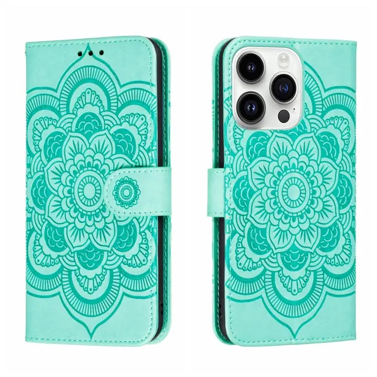 Sun Mandala Embossing Leather Phone Case For iPhone 14 / 13 For iPhone 14 Plus For iPhone 14 Pro - For iPhone 14 Pro