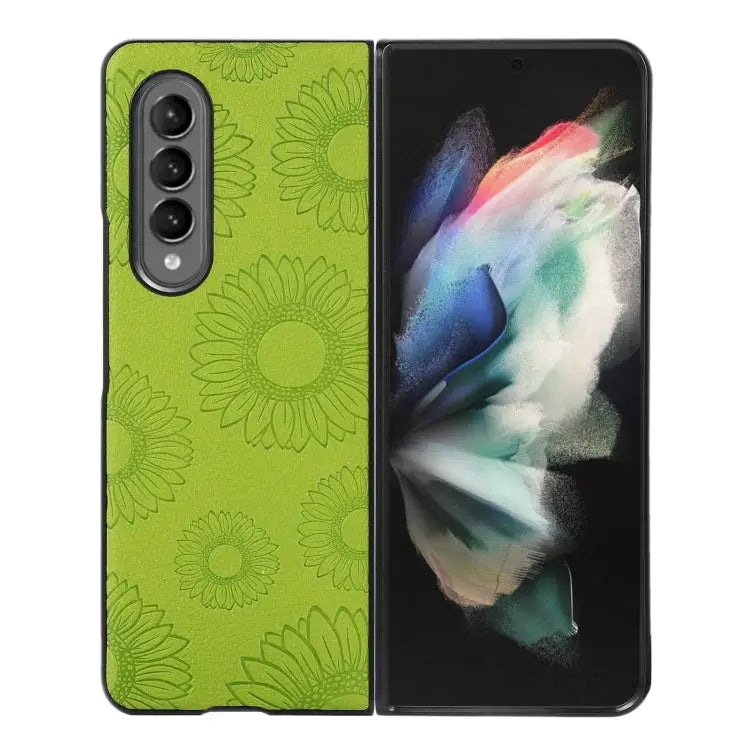Sunflower Pattern PU + TPU + PC Shockproof Phone Case For Samsung Galaxy Z Flip3 5G For Samsung Galaxy Z Fold3 5G