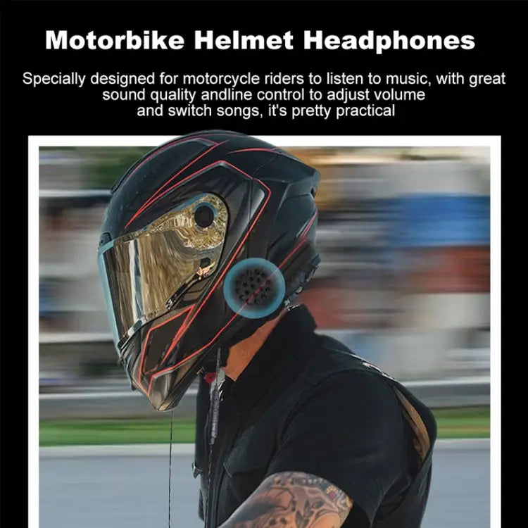 T33 3.5mm Interface Music Call Motorcycle Helmet Wired Headphone Length: 1.2m - Apple Accessories