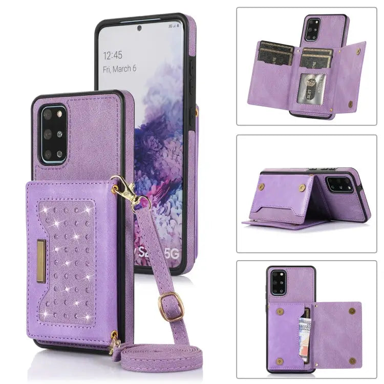 Three-fold RFID Leather Phone Case with Lanyard For Samsung Galaxy Z Flip3 5G For Samsung Galaxy Z Flip4 For Samsung