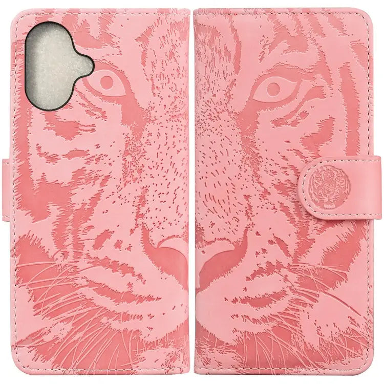 Tiger Embossing Pattern Leather Phone Case iPhone 16e For iPhone 16 Pro Max For iPhone 16 Pro For iPhone 16 Plus