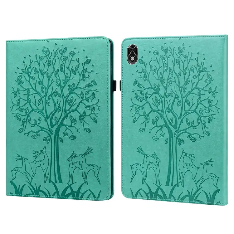Tree & Deer Pattern Pressed Printing Leather Tablet Case For OPPO Pad 11 inch For OPPO Realme Pad 10.4 inch For Huawei