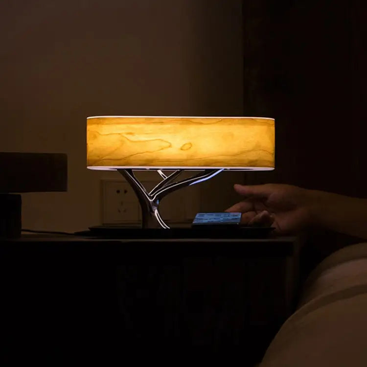 Tree Light Bluetooth Speaker Desk Lamp Phone Wireless Charger UK Plug - UK Plug