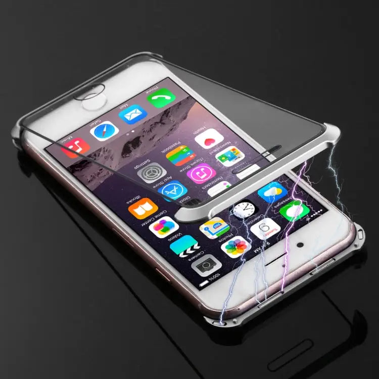 Ultra-Thin Angular Frame Magnetic Absorption Double-Sided Tempered Glass Shell for iPhone 8 - For iPhone 8 / Silver