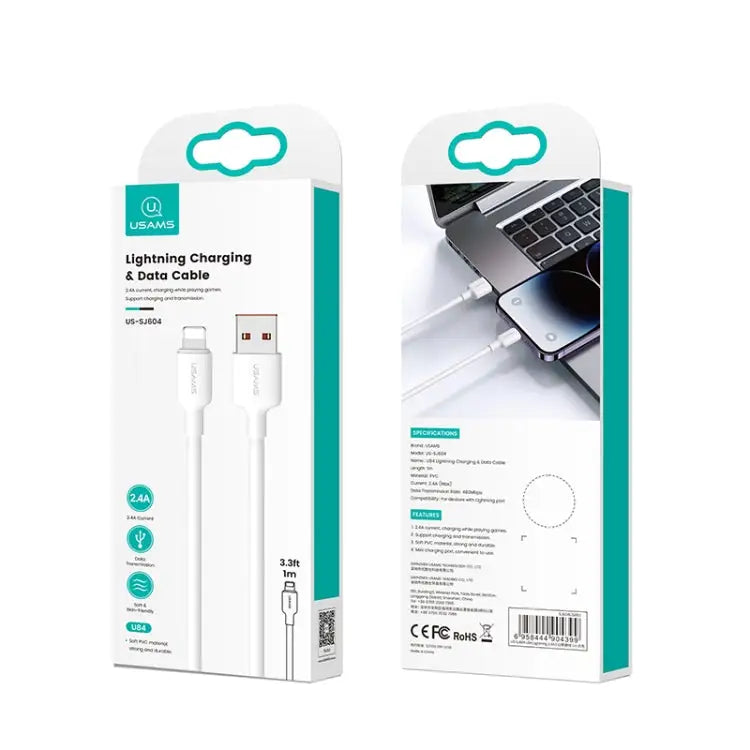USAMS US-SJ604 U84 2.4A USB to 8 Pin Charging Data Cable 8 Pin 1m 8 Pin 2m 8 Pin 3m - 8 Pin 2m - Apple Accessories