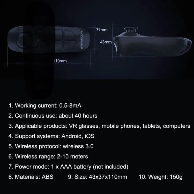 VR SHINECON SC-B03 VR Game Wireless Bluetooth Remote Control Handle Selfie Stick Remote Control Video Playback SC-B03