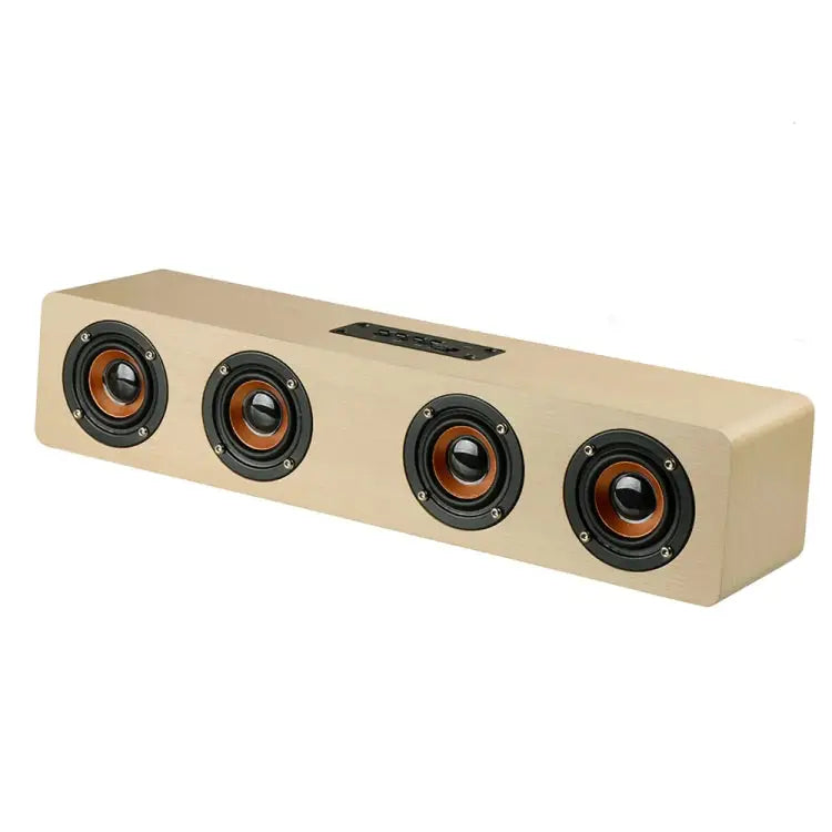 W8 Bluetooth 4.2 Speaker Four Louderspeakers Super Bass Subwoofer with Mic 3.5mm Support TF Card - Bin Wood - Apple