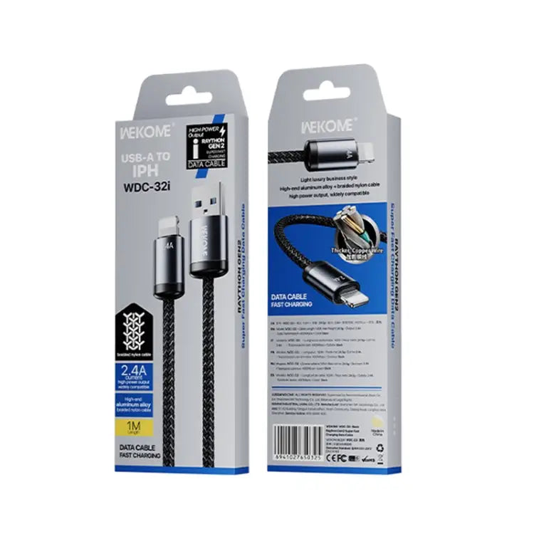 WK WDC-32i Raython Gen2 1m 2.4A USB to 8 Pin Fast Charging Data Cable WDC-32i - WDC-32i - Apple Accessories