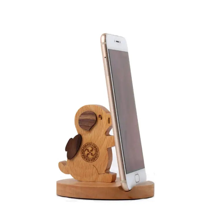Wooden Mobile Phone Bracket Beech Lazy Mobile Phone Holder,Style: - Piggy
