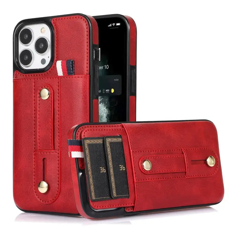 Wristband Kickstand Wallet Leather Phone Case For iPhone 13 mini For iPhone 13 For iPhone 13 Pro For iPhone 13 Pro Max